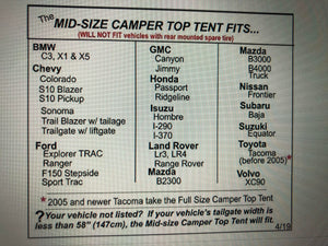 DAC DA3 Mid Size Truck Cap Tent - $158 Delivered!* - DAC Tent